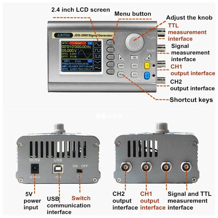 JUNTEK Programmable Dual-Channel DDS Function Arbitrary Waveform Signal Generator, Frequency: 50M...