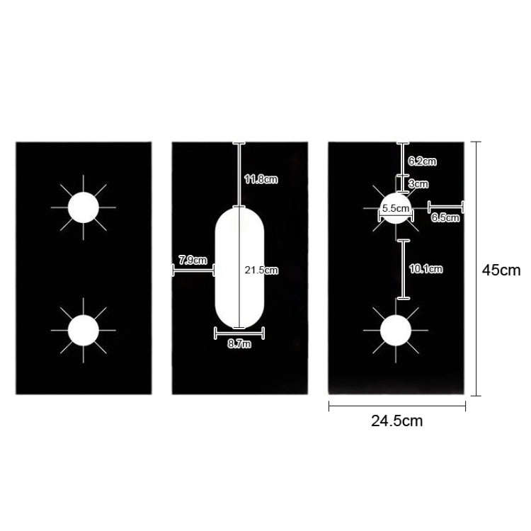 3pcs / Set 5 Holes Gas Oven Stove Grease Protection Cleaning Pad(Black)