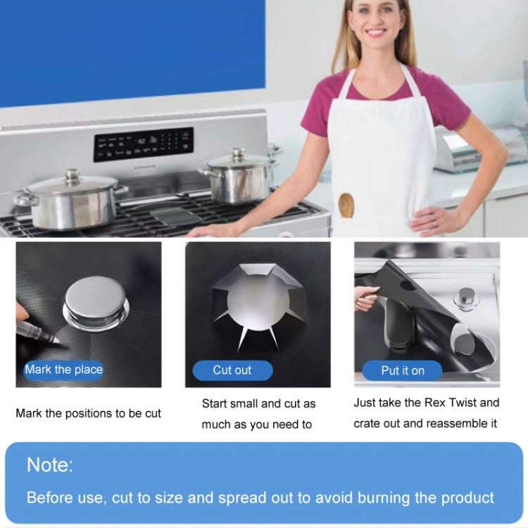 3pcs / Set 5 Holes Gas Oven Stove Grease Protection Cleaning Pad(Black)