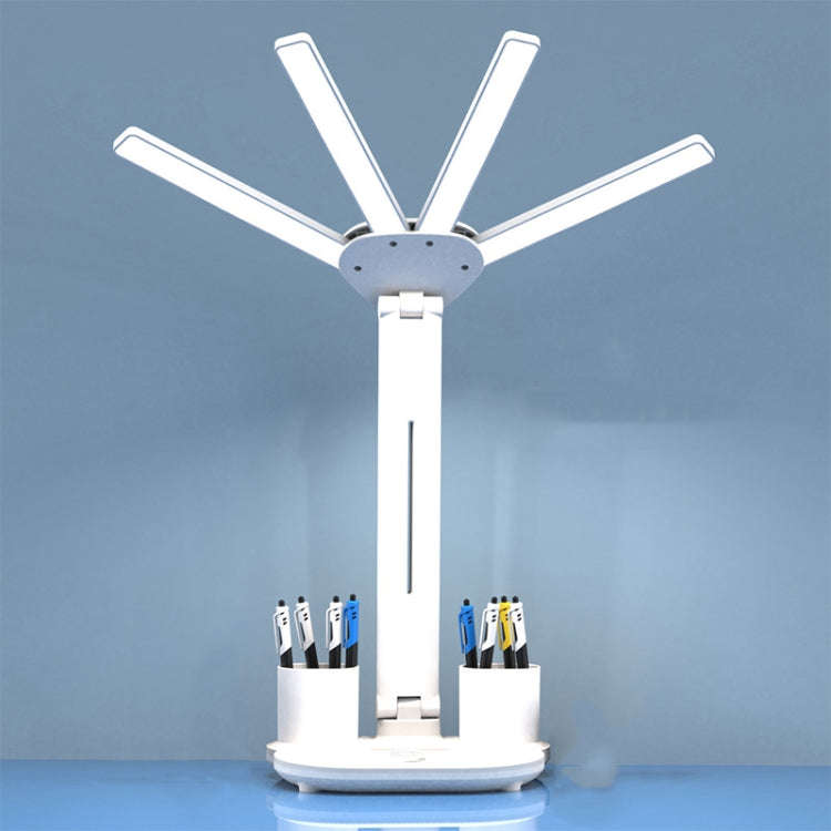 4-head Desk Lamp Foldable Reading Lamp 3-gear Color Adjustment, Spec: Plug-in Basic Model