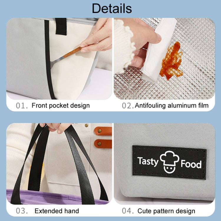 Portable Handheld Insulated Lunch Pack Outdoor Picnic Bento Bag(Purple)