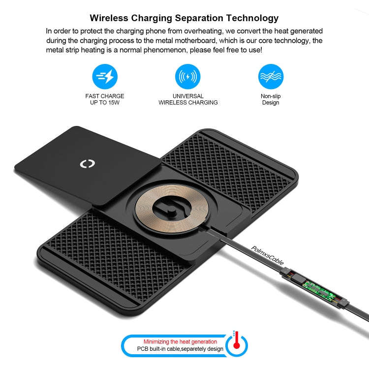 Avoid Camera Universal Car Wireless Charger Anti-slip Mat(TYPEC Interface 1m)