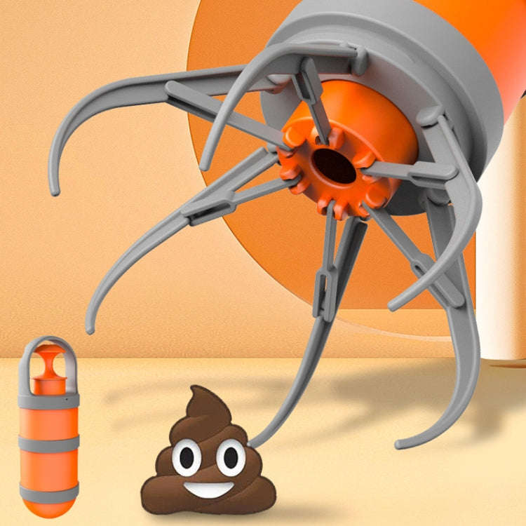 Pet Outing Portable Poop Scooper Dog Feces 6 Claws Pick Up Tools(Orange)