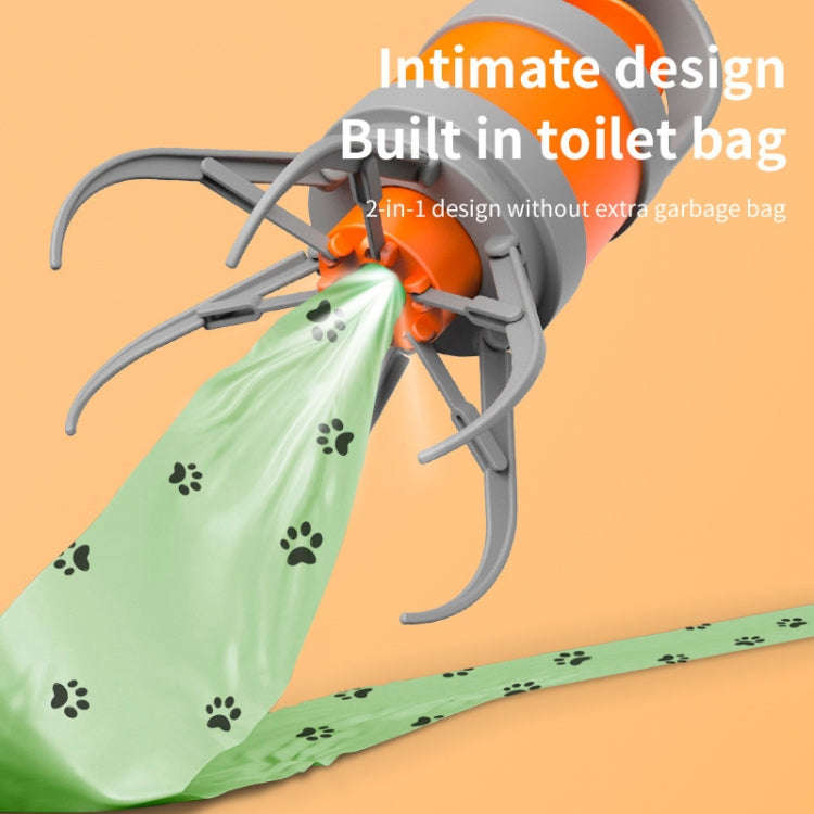 Pet Outing Portable Poop Scooper Dog Feces 6 Claws Pick Up Tools(Orange)