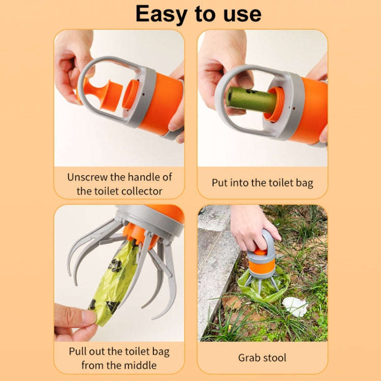 Pet Outing Portable Poop Scooper Dog Feces 6 Claws Pick Up Tools(Orange)