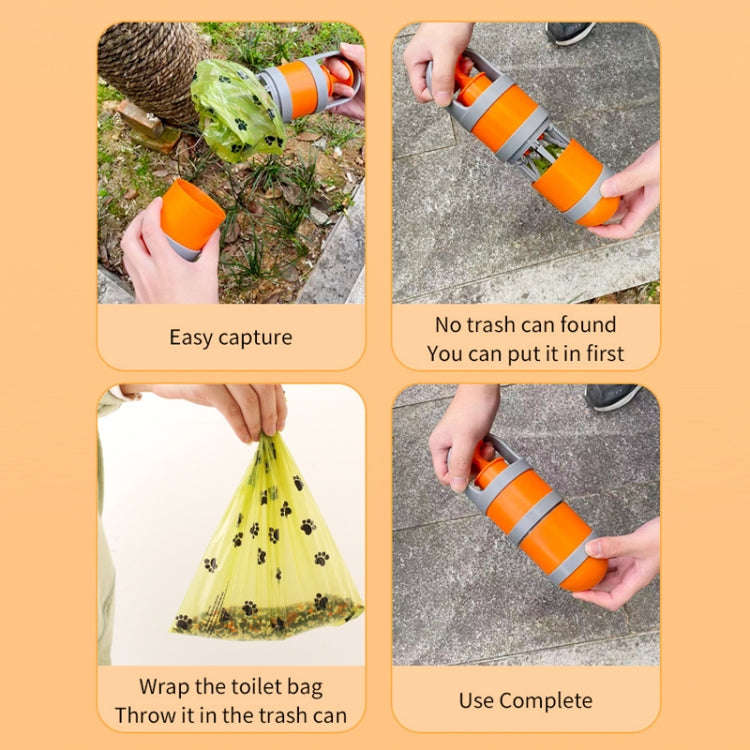 Pet Outing Portable Poop Scooper Dog Feces 6 Claws Pick Up Tools(Orange)