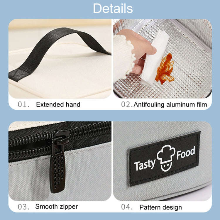 Portable Handheld Insulated Lunch Pack Outdoor Picnic Bento Bag(Black)