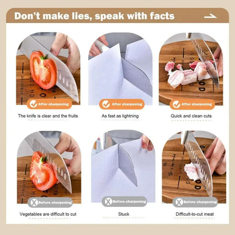 4 In 1 Knife Sharpener 4-Stage Kitchen Quick Sharpening Stone Manual Sharpening Tool(Orange)