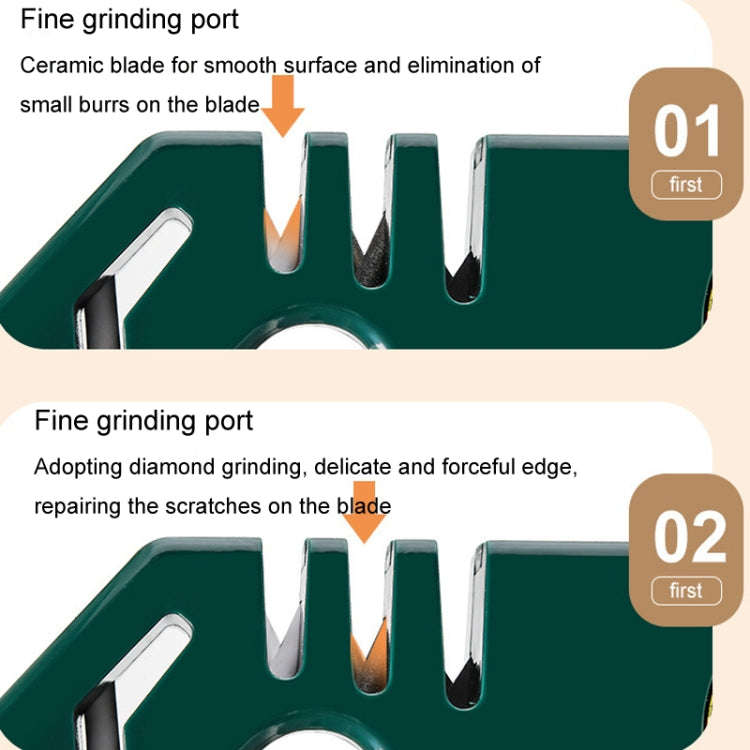4 In 1 Knife Sharpener 4-Stage Kitchen Quick Sharpening Stone Manual Sharpening Tool(Green)