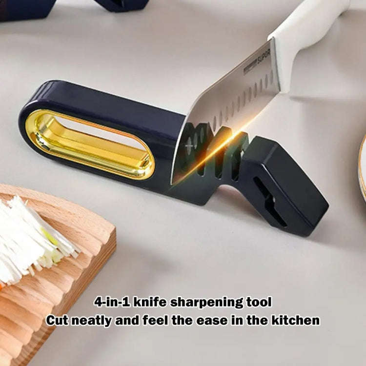 4 In 1 Knife Sharpener 4-Stage Kitchen Quick Sharpening Stone Manual Sharpening Tool(Orange)