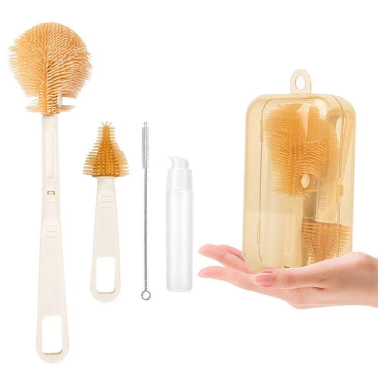 Silicone Portable Baby Bottle Brush Set Travel Cleaning Brush(White)