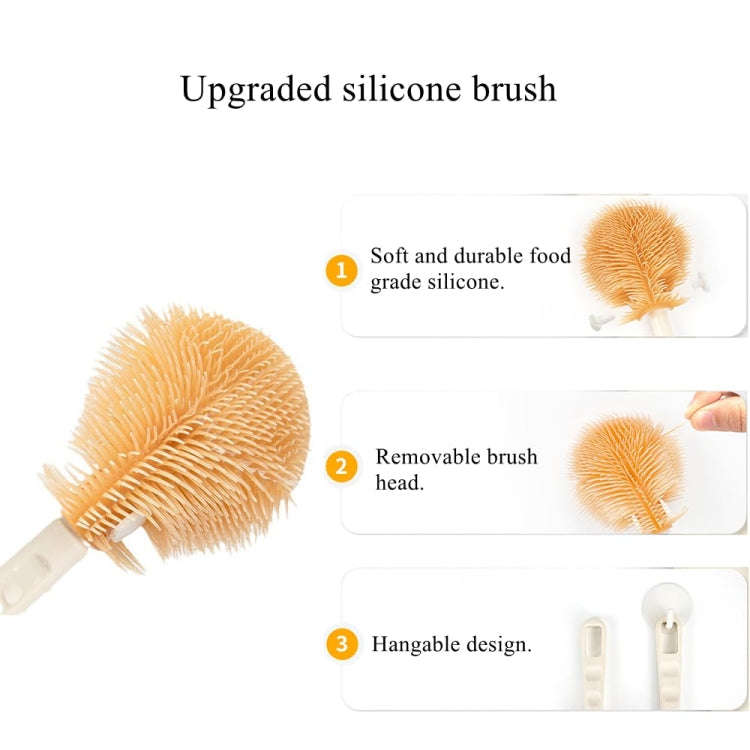 Silicone Portable Baby Bottle Brush Set Travel Cleaning Brush(White)