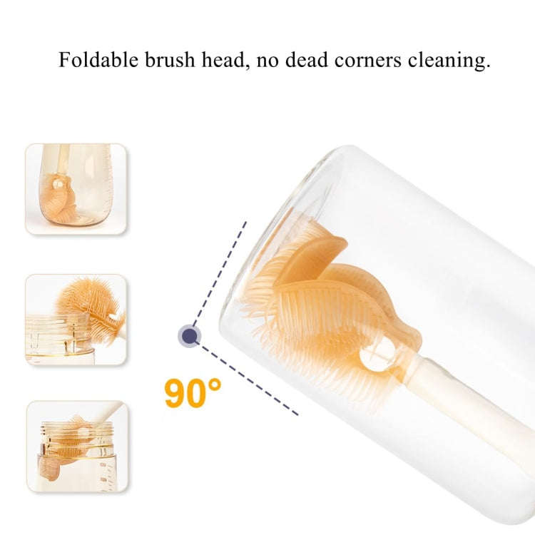 Silicone Portable Baby Bottle Brush Set Travel Cleaning Brush(White)