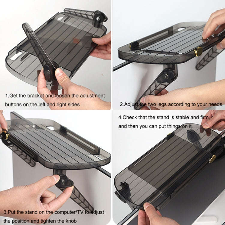 No Punching TV Set-top Box Adjustable Storage Shelf Monitor Computer Screen Holder Router Hanger(...