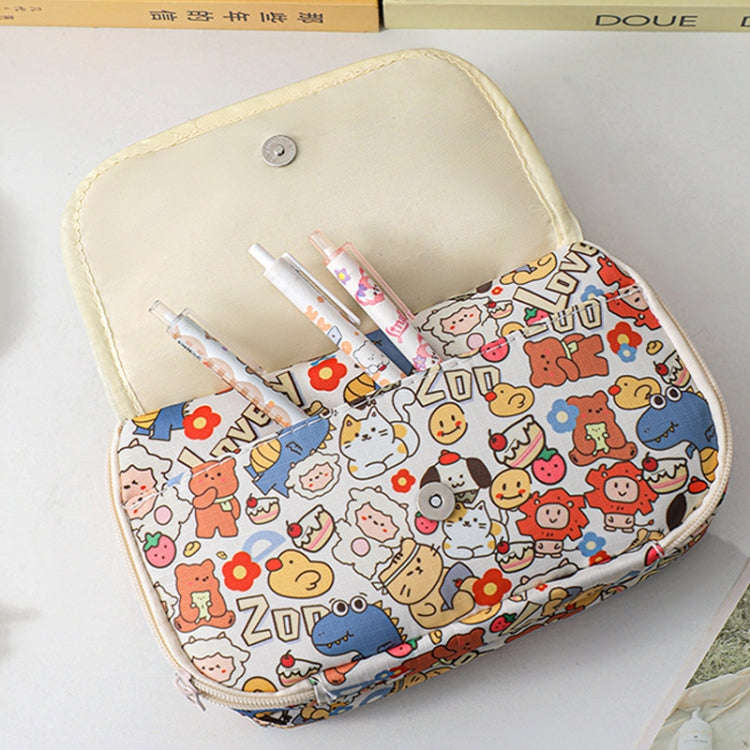Large Capacity Waterproof Multi-layer Stationery Bag Transparent PVC Pencil Case(Pink Kitty)