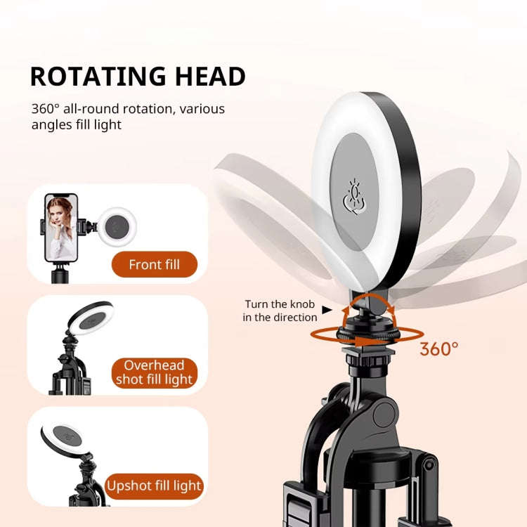 2m Metal Tripod Selfie Stick With 4 Expansion Interfaces & D07 Fill Light for Phone Camera