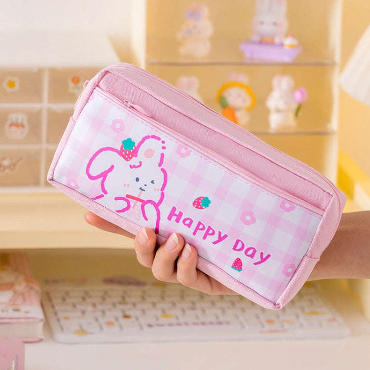 Large Capacity Multi-layer Waterproof Pencil Case Cartoon Pencil Case(Pink)