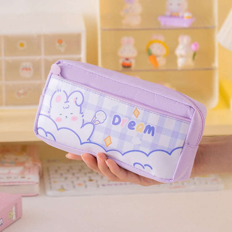 Large Capacity Multi-layer Waterproof Pencil Case Cartoon Pencil Case(Purple)