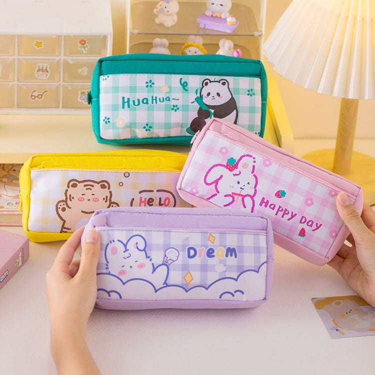 Large Capacity Multi-layer Waterproof Pencil Case Cartoon Pencil Case(Green)