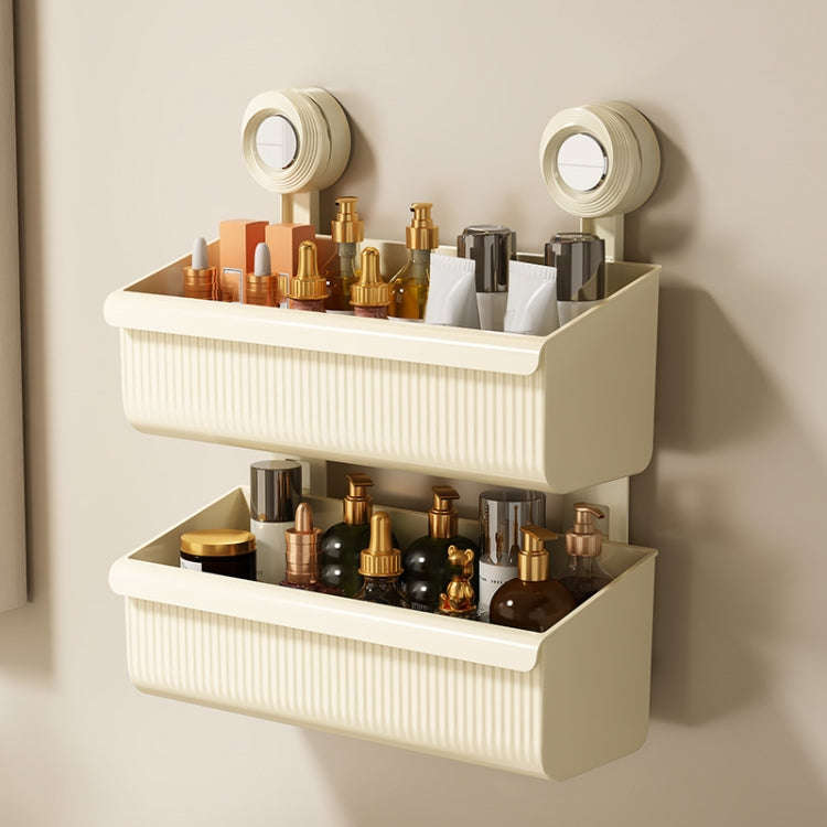 Suction Cup Wall Mounted Bathroom Shelf Drainage Detachable Storage Rack Hanging Basket, Style: 2...