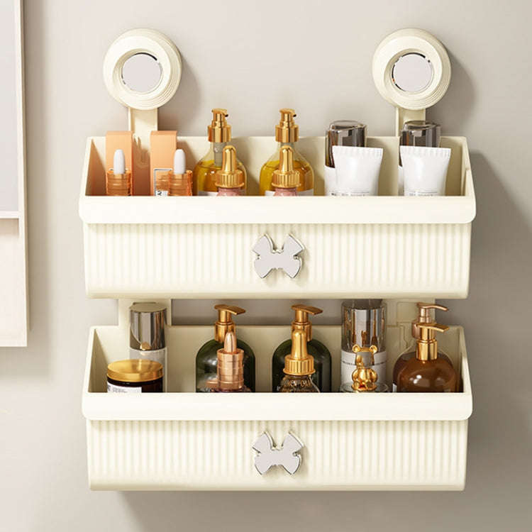 Suction Cup Wall Mounted Bathroom Shelf Drainage Detachable Storage Rack Hanging Basket, Style: S...