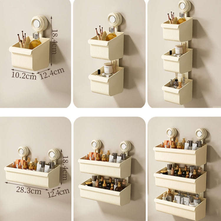 Suction Cup Wall Mounted Bathroom Shelf Drainage Detachable Storage Rack Hanging Basket, Style: S...