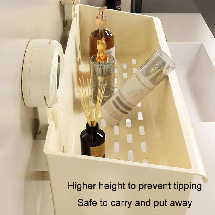 Suction Cup Wall Mounted Bathroom Shelf Drainage Detachable Storage Rack Hanging Basket, Style: L...
