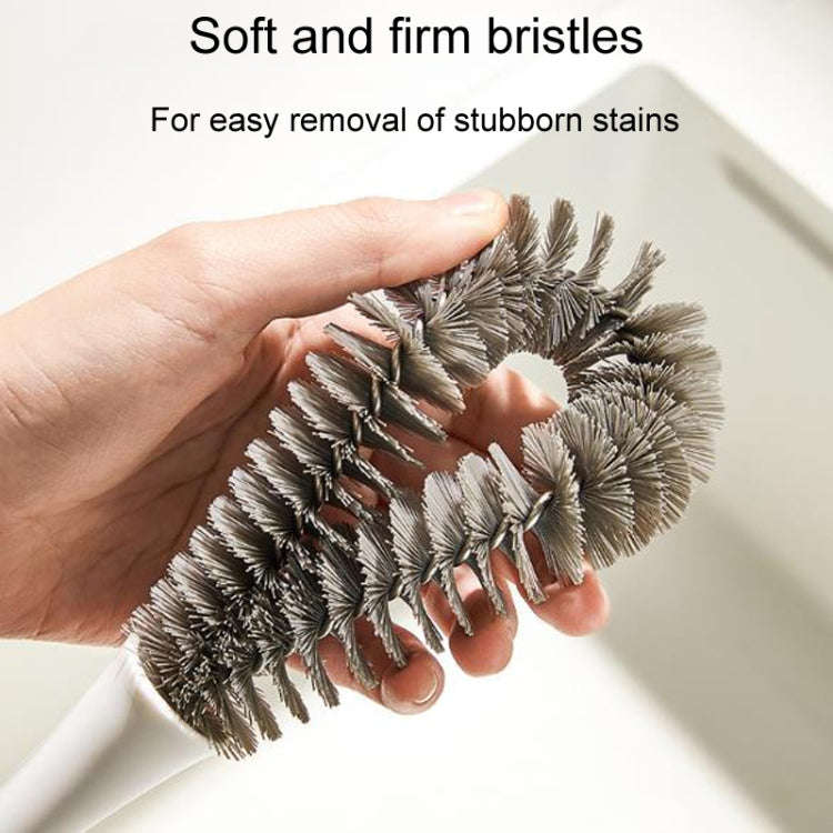 Household Long Handle Cup Brush Breaker Milk Bottle Cleaning Brushes(Gray)