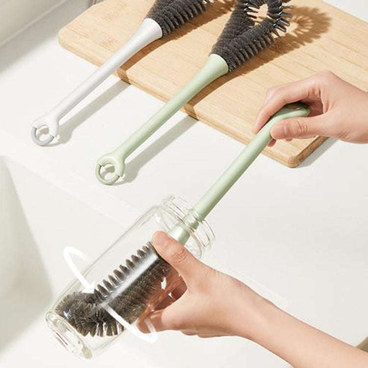 Household Long Handle Cup Brush Breaker Milk Bottle Cleaning Brushes(Gray)