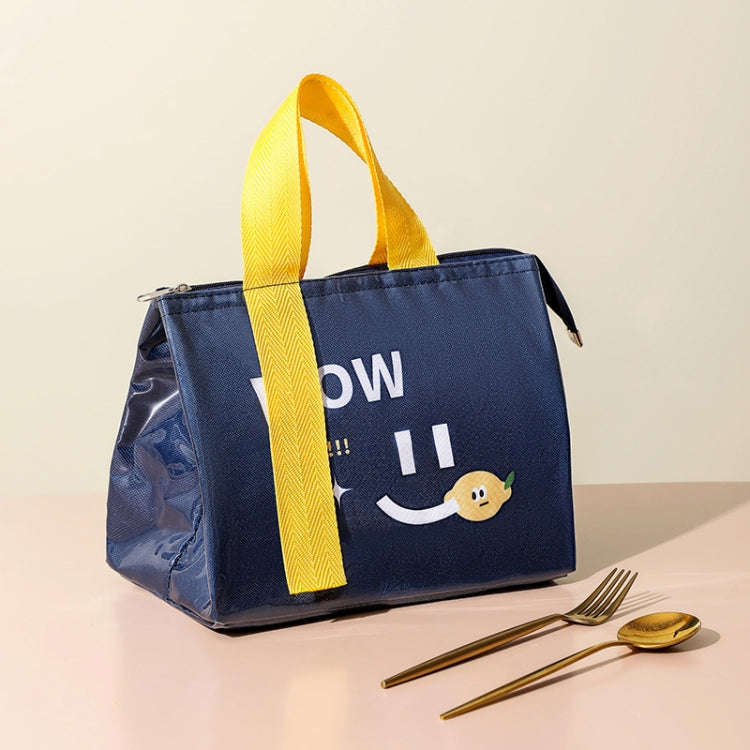 PU Cartoon Waterproof Thickened Insulated and Cooling Lunch Bag(Navy Blue)