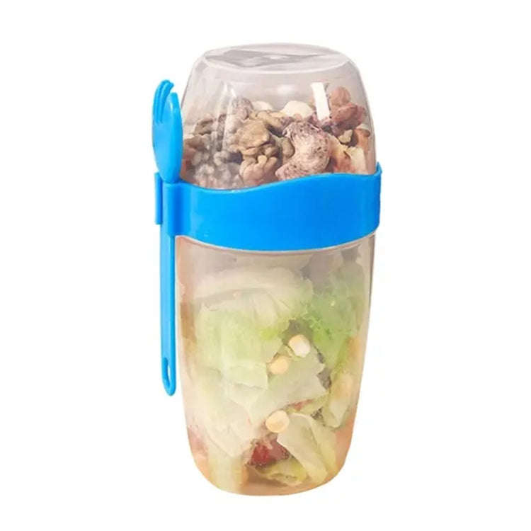 1070ml Portable Salad Cup With Lid And Fork Breakfast Cup Sealed Leak-Proof Food Cup(Blue)