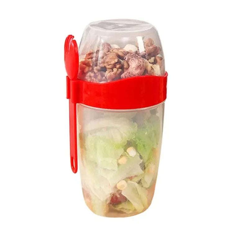 870ml Portable Salad Cup With Lid And Fork Breakfast Cup Sealed Leak-Proof Food Cup(Red)