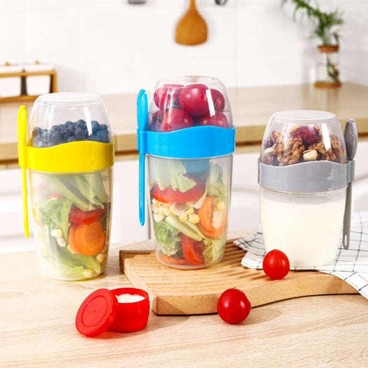 870ml Portable Salad Cup With Lid And Fork Breakfast Cup Sealed Leak-Proof Food Cup(Blue)