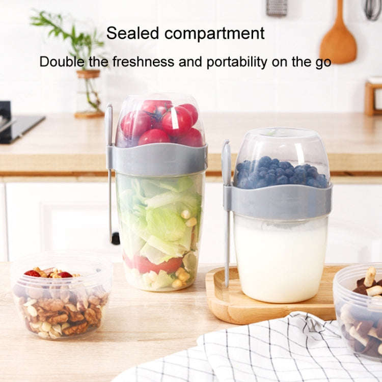 1070ml Portable Salad Cup With Lid And Fork Breakfast Cup Sealed Leak-Proof Food Cup(Blue)