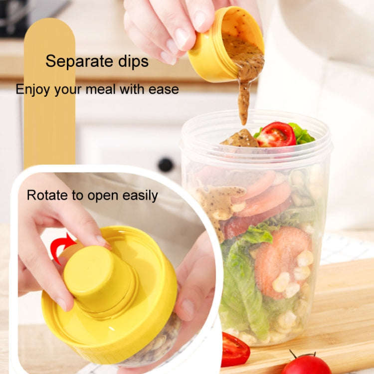 1070ml Portable Salad Cup With Lid And Fork Breakfast Cup Sealed Leak-Proof Food Cup(Blue)