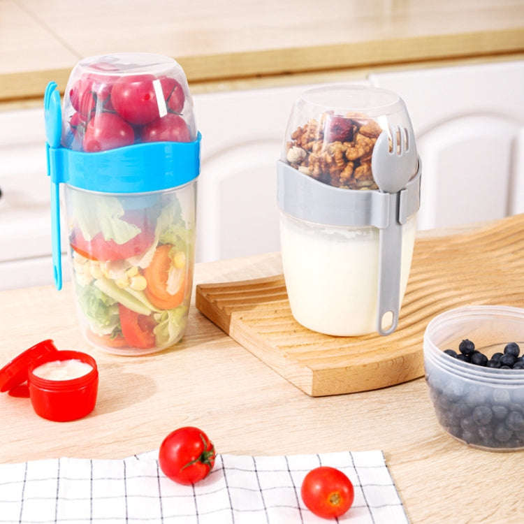 1070ml Portable Salad Cup With Lid And Fork Breakfast Cup Sealed Leak-Proof Food Cup(Blue)