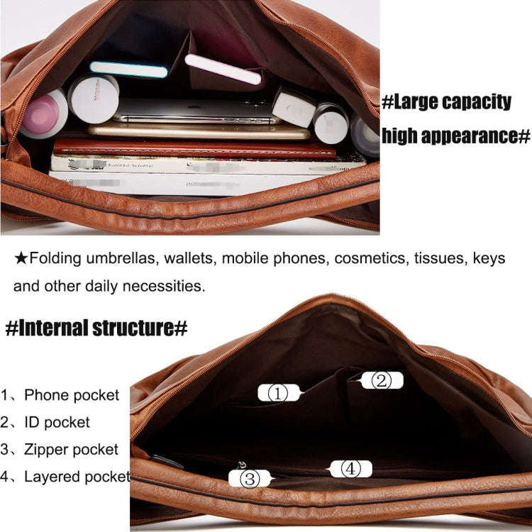 Women Large Capacity Tote Bag PU Leather Shoulder Bag 2 In 1 Light Gray