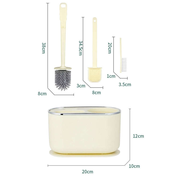 3 In 1 No Punch Wall Mounted Toilet Brush Household TPR Bristles Bathroom Cleaning Brush With Bas...