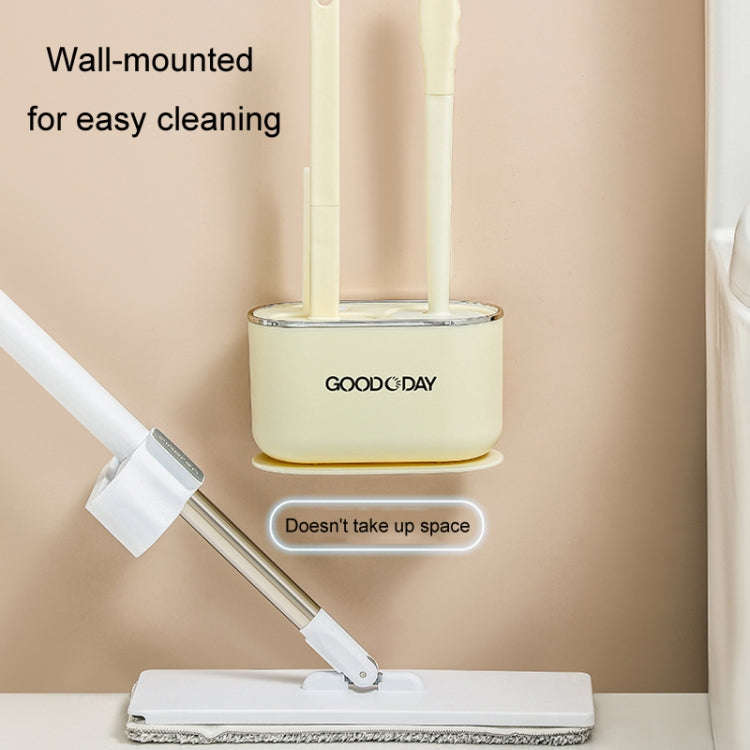 3 In 1 No Punch Wall Mounted Toilet Brush Household TPR Bristles Bathroom Cleaning Brush With Bas...