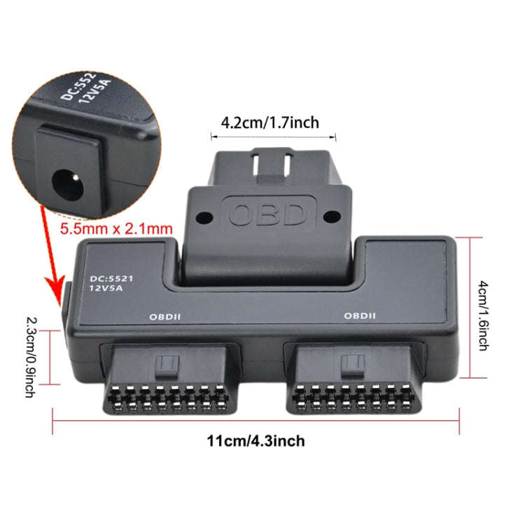 H015 OBD2 Automotive Universal 16Pin 1 To 2 Adapter