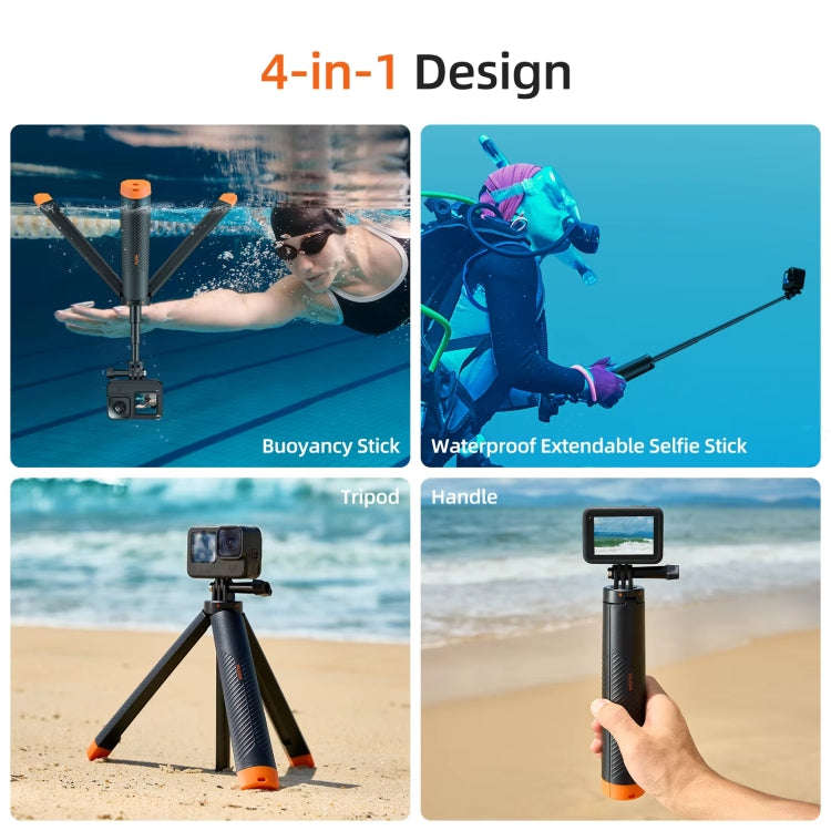 TELESIN 61cm Underwater Buoyancy Bar Retractable Selfie Stick Tripod For GoPro Insta360 DJI OSMO ...