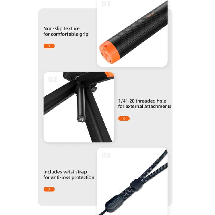 TELESIN 61cm Underwater Buoyancy Bar Retractable Selfie Stick Tripod For GoPro Insta360 DJI OSMO ...