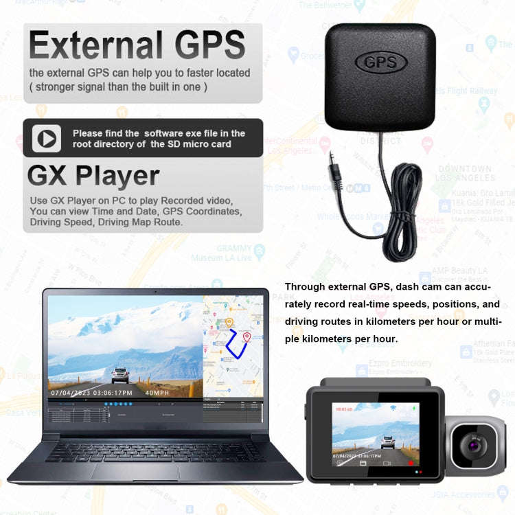 M700A 3 Channels Car Recorder 4K UHD Front+1080P Inside+2K Rear+GPS+WIFI Dash Cam(Black)