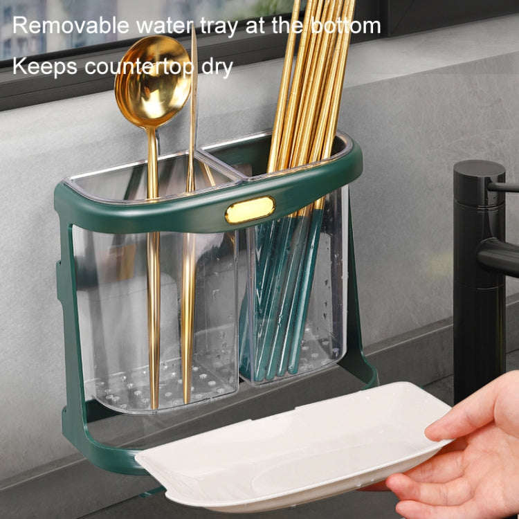 Kitchen Chopsticks Storage Box Knife Fork Spoon Drainage Rack Tableware Storage Rack(Green)