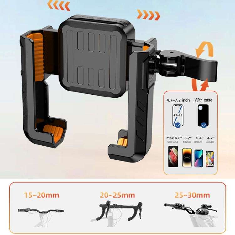 YYS-615 Motorcycle Bicycle Semi-Wrapped Riding Navigation Cell Phone Holder(Black+Orange)
