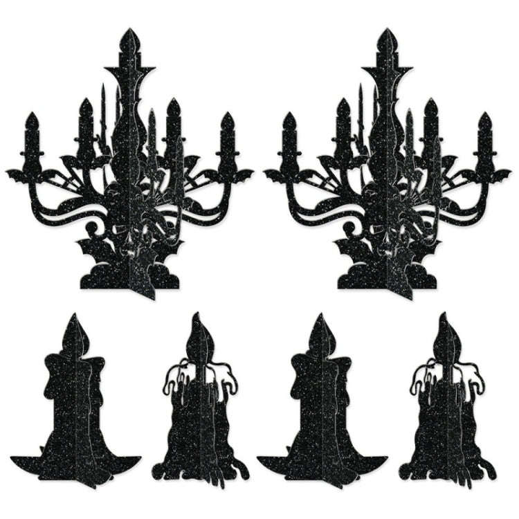 6pcs /Set Halloween Decoration 3D Candlestick Ornament Haunted House Table Arrangement Ghost Fest...