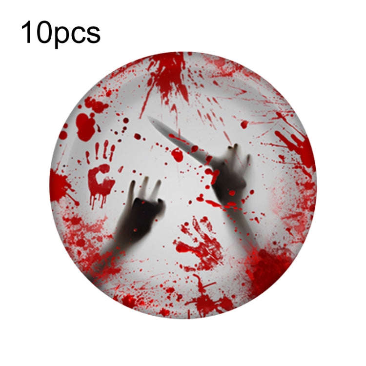 10pcs Halloween Disposable Blood Handprint Tableware Horror Party Decoration, Style: 7 inch Paper...