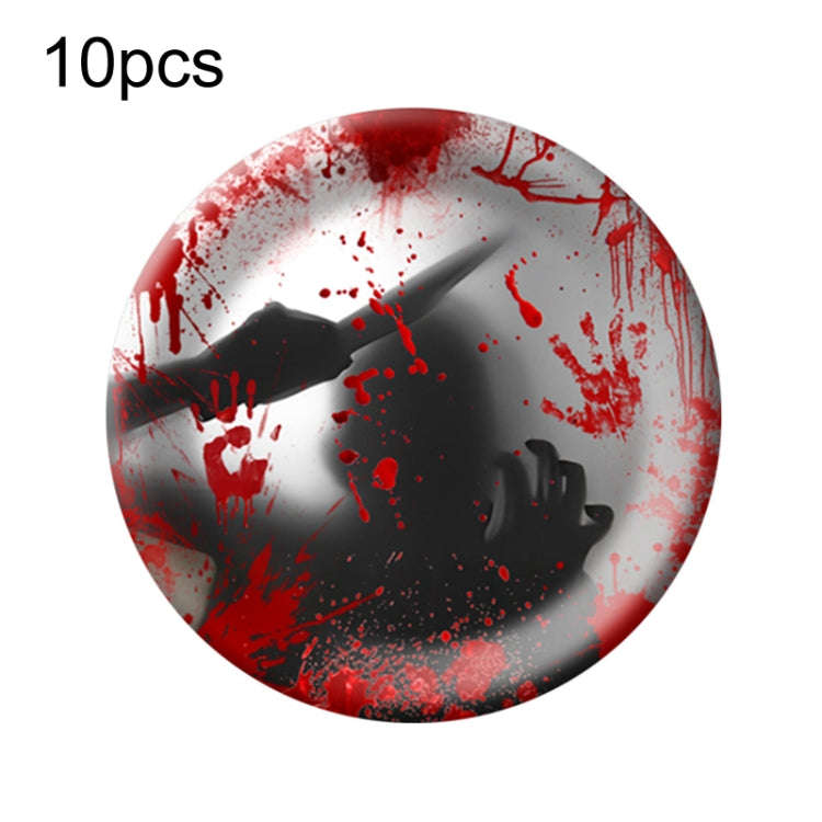 10pcs Halloween Disposable Blood Handprint Tableware Horror Party Decoration, Style: 9 inch Paper...