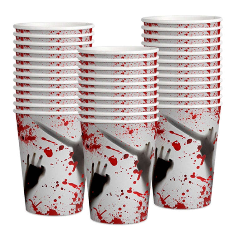 10pcs Halloween Disposable Blood Handprint Tableware Horror Party Decoration, Style: 7 inch Paper...