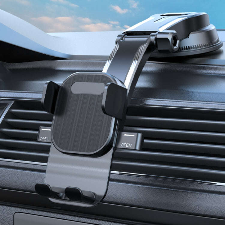 Car Suction Cup Dashboard Automatic Lock Mobile Phone Holder, Style: Brushed Waterfall Base